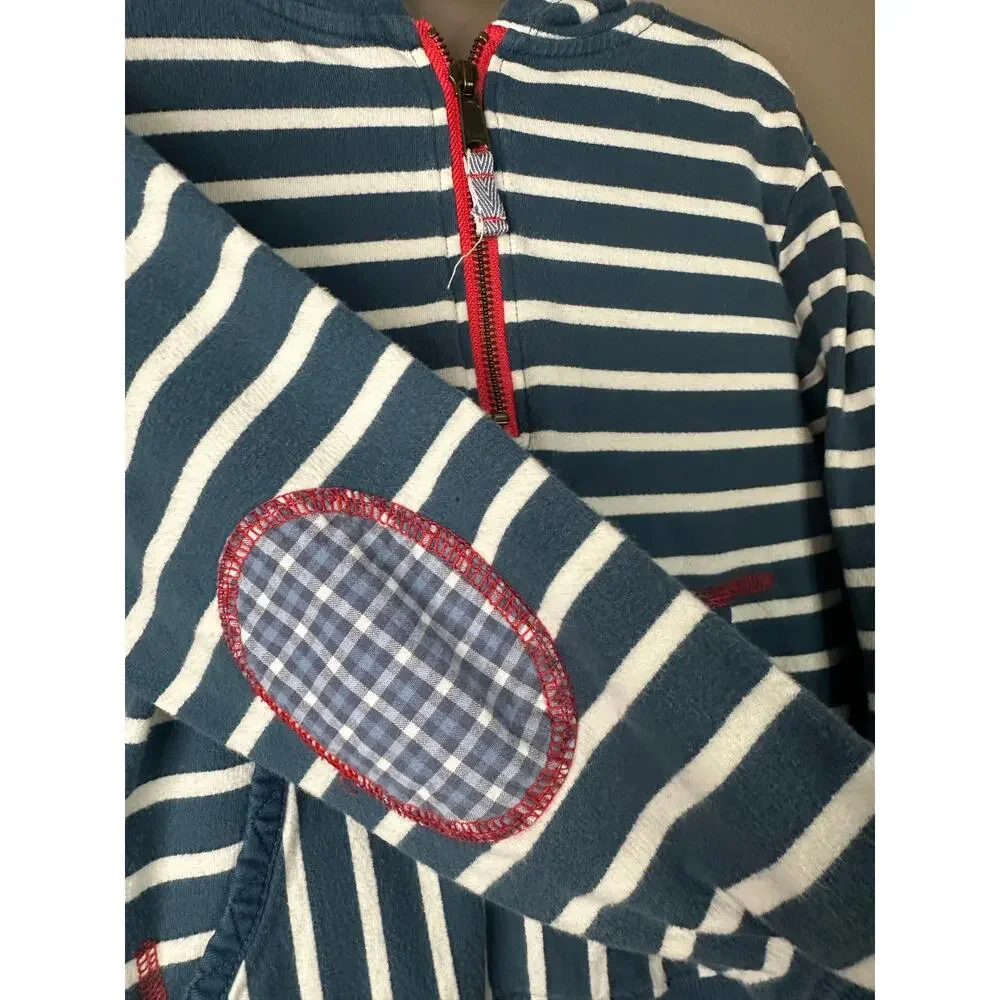 Matilda Jane X Joanna Gaines Unisex Blue White Stripe Quarter Zip Hoodie Size 4